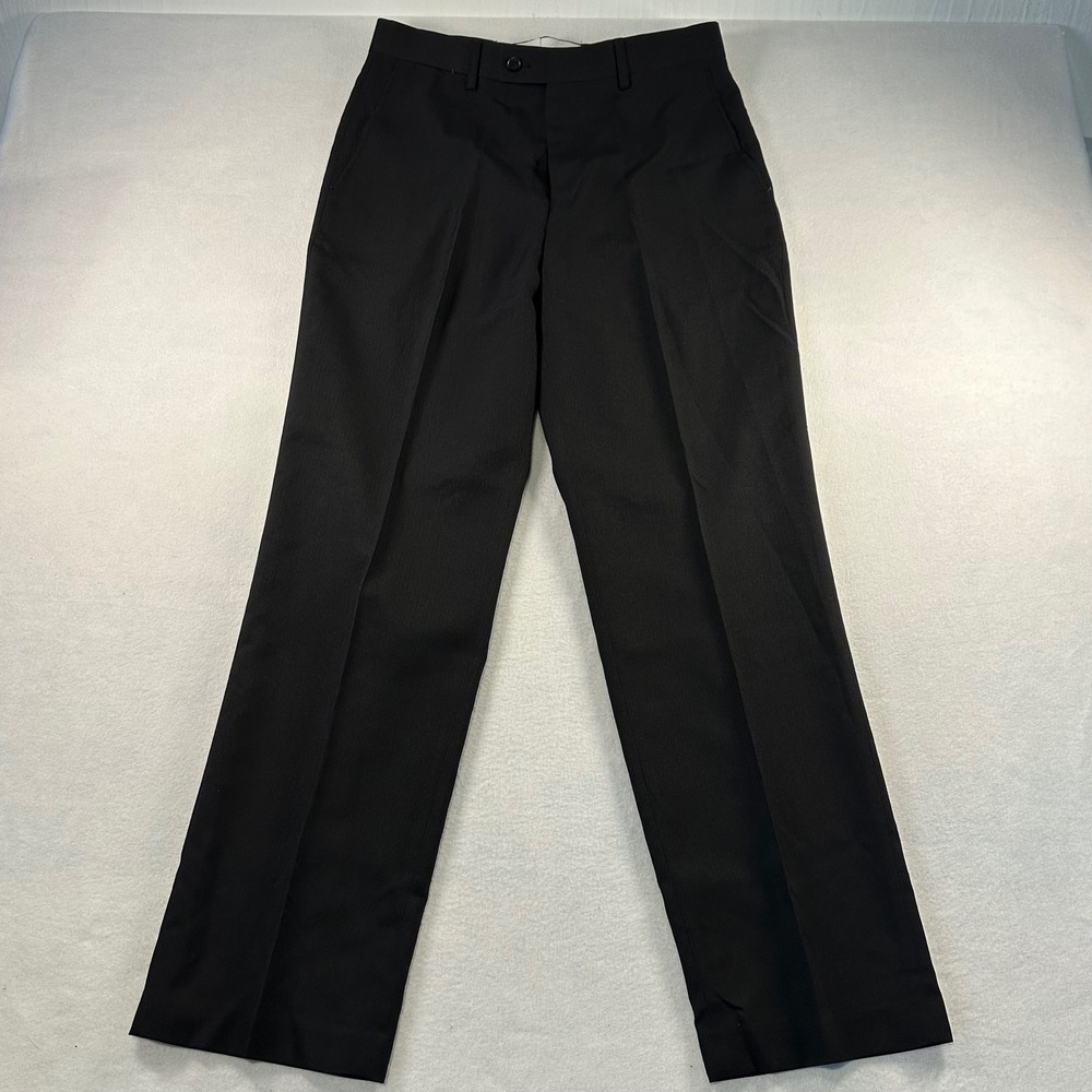 Louis Raphael Tailored Mens Dress Pants 32x32 Black Herringbone Flat Front